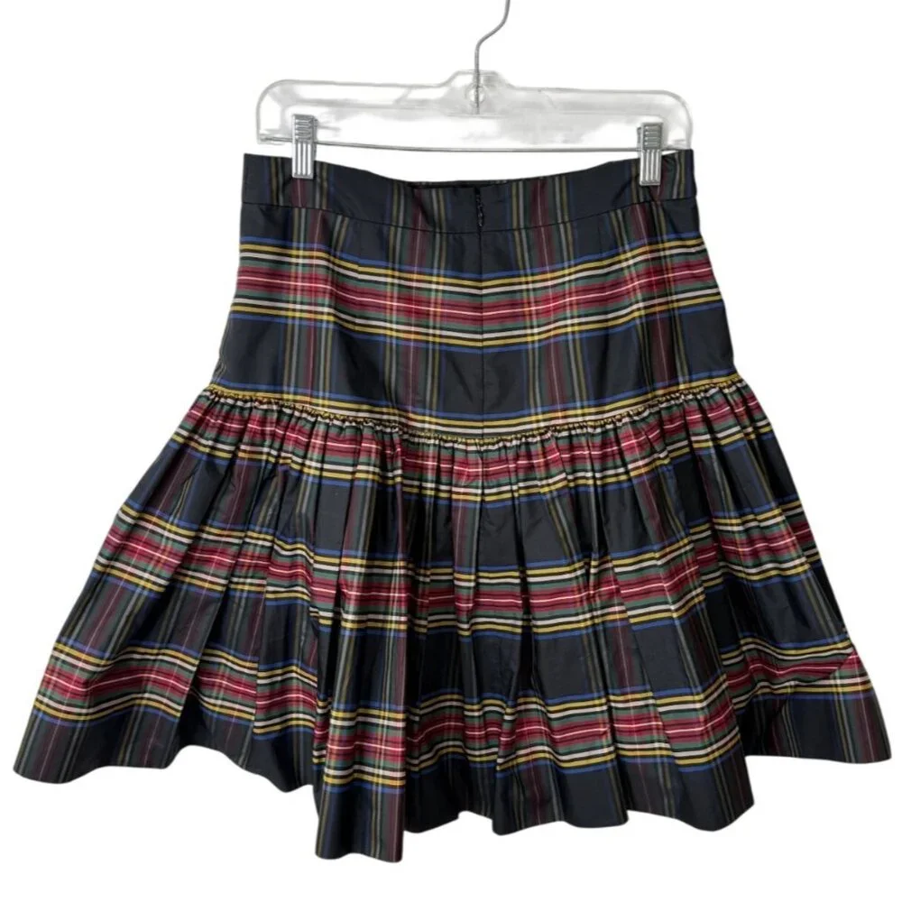 J. CREW Size 4 Stewart Plaid Drop Waist Taffeta Skirt Preppy Pleated Tartan - Picture 4 of 9